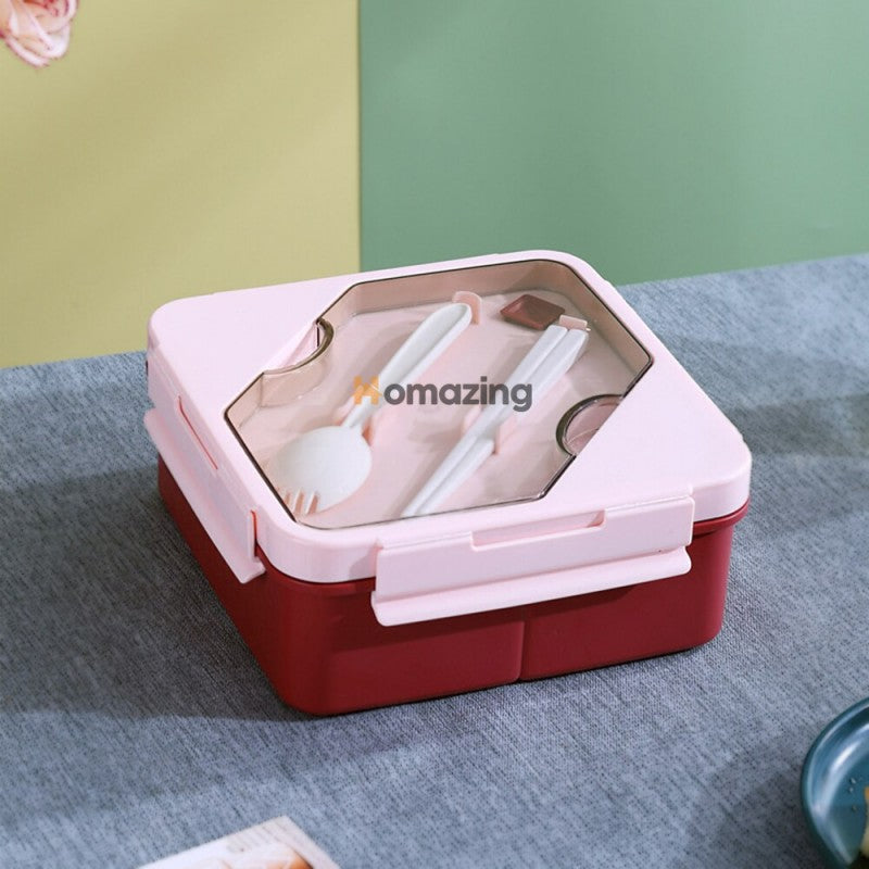 Food Storage Lunch Box 3 Compartment With Spoon