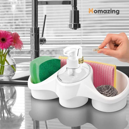 Sponge Holder And Soap Dispenser Sink Organizer