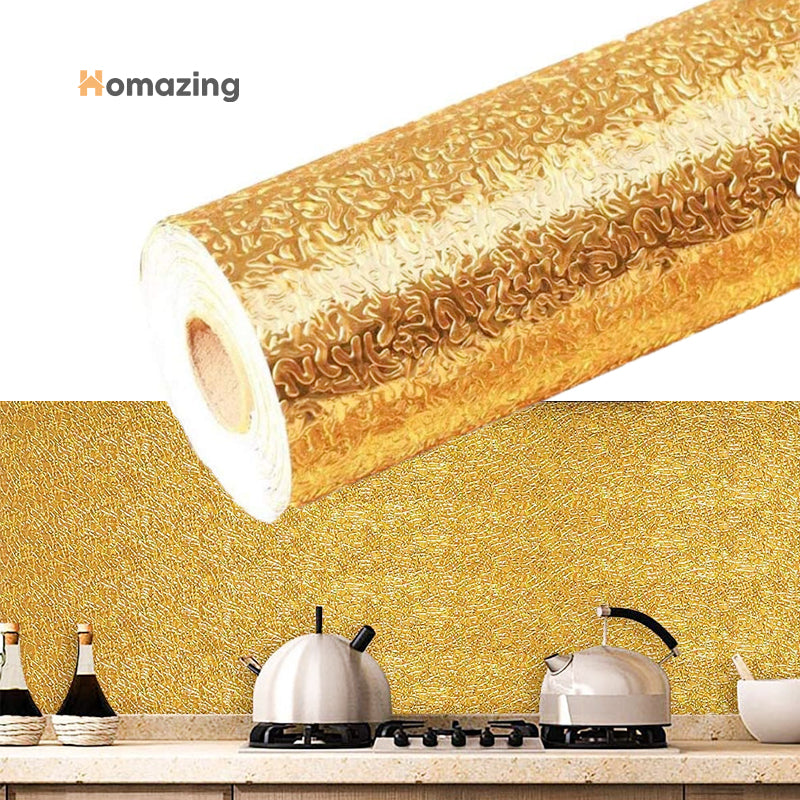 Oil Proof Aluminium Adhesive Sheet Stove Top - Golden - 60 x 200 cm