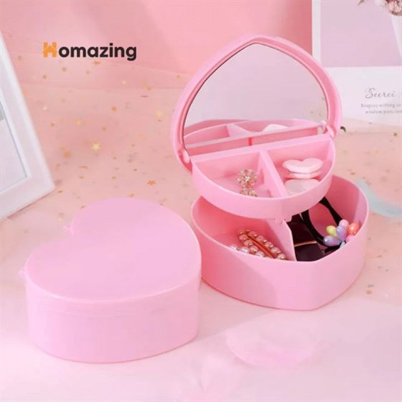 Double Layer Jewelry Storage Box With Mirror