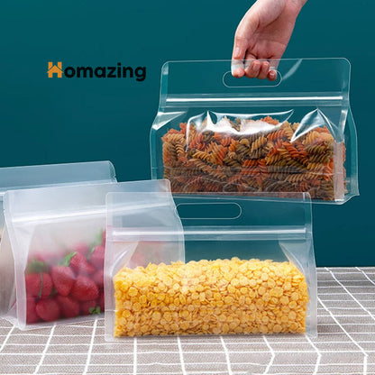 4Pcs Transparent Food Storage Bags With Handle