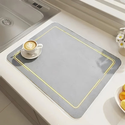 Anti-Slip Dish Drying/Dining Table Mat-Water Absorbent-(Design-F)