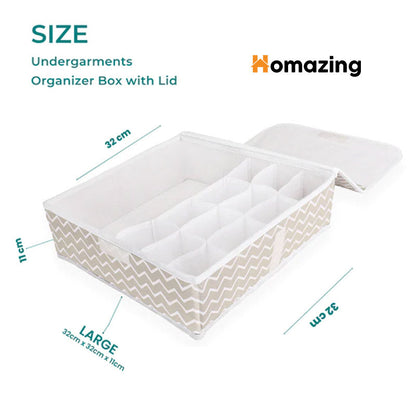 Undergarments White Stripes Organizer Box With Lid