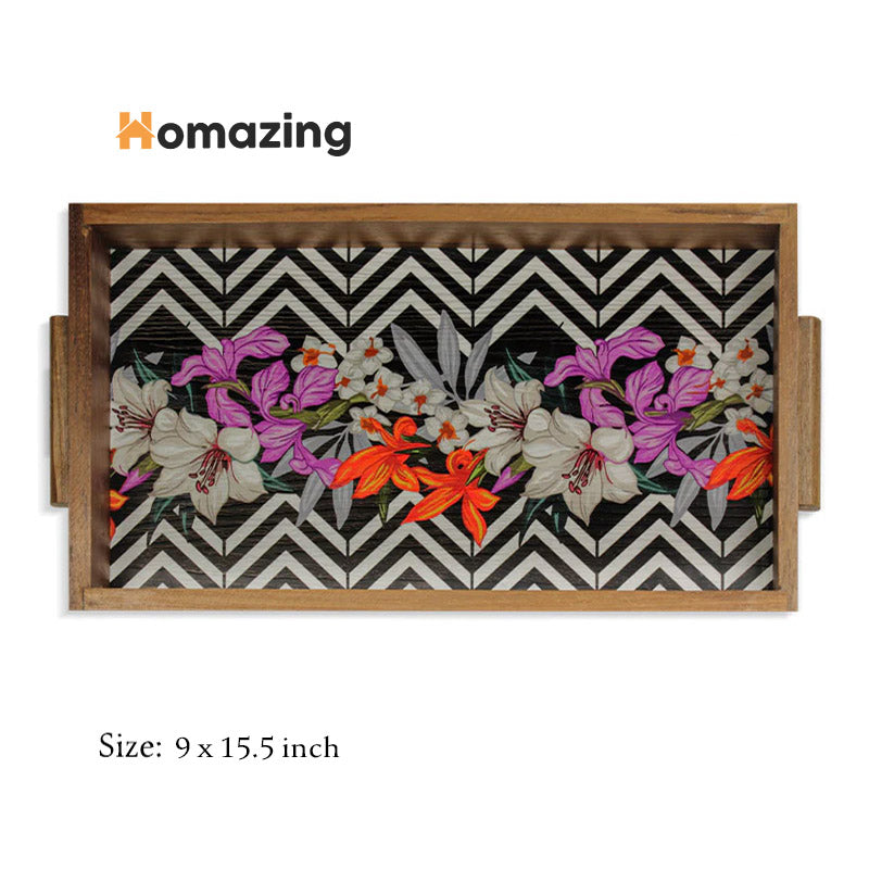 Beautiful Flower Art Tray-Wooden