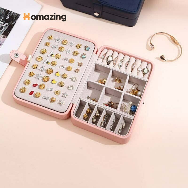 Leather Mini Jewelry Box Double Layer