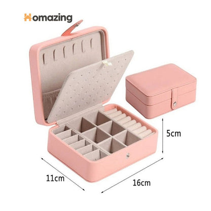 Leather Mini Jewelry Box Double Layer