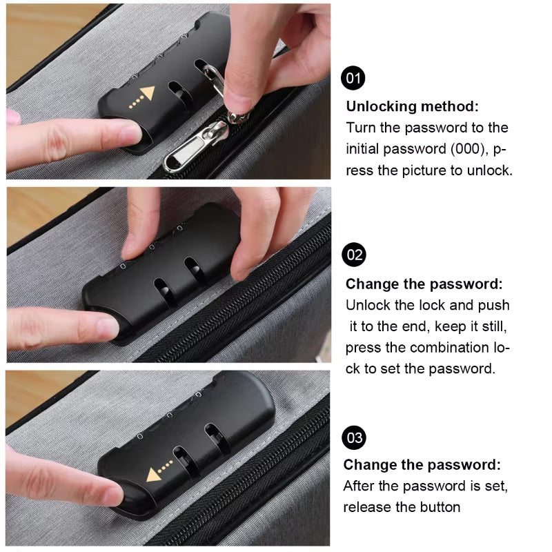 Travel Storage Briefcase Bag With Lock