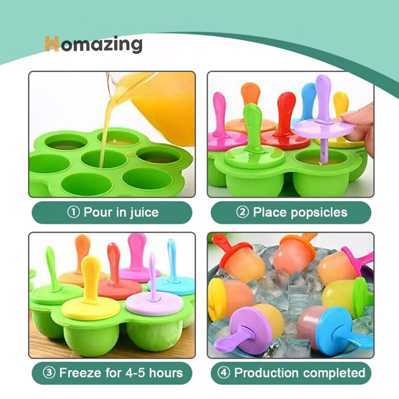 Silicone Ice Cream Popsicle Mold 7 Holes