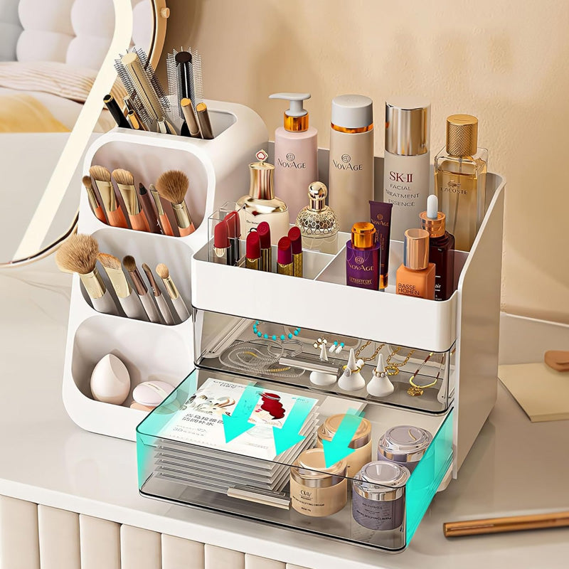 Luxury Cosmetic Box With Makeup Brush Organizer