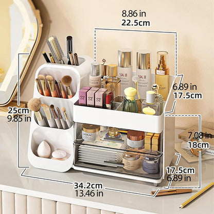 Luxury Cosmetic Box With Makeup Brush Organizer