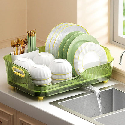 Acrylic Dish Drying Rack With Utensil Holder