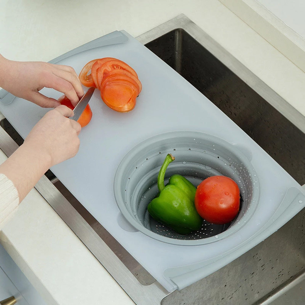 Sink Cutting Chopping Board With Draining Storage Basket