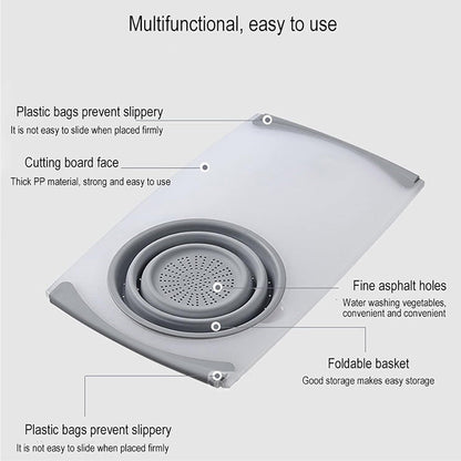 Sink Cutting Chopping Board With Draining Storage Basket