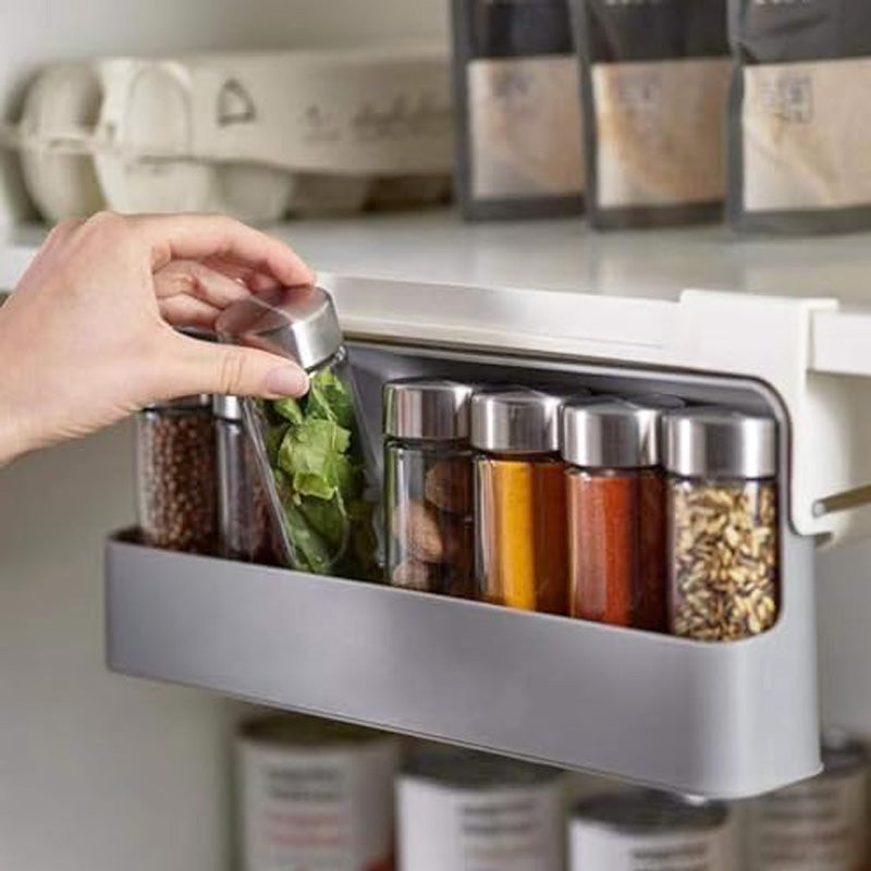 Hanging Spice Rack Organizer Double Tape Flip & Pull