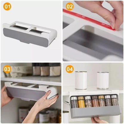 Hanging Spice Rack Organizer Double Tape Flip & Pull