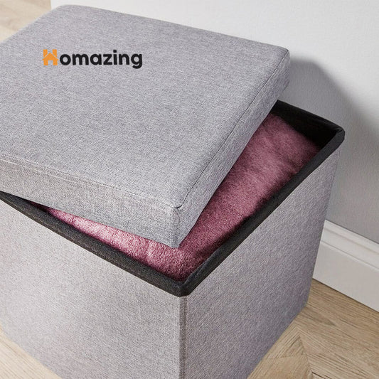 Foldable Storage Box Organizer With Stool