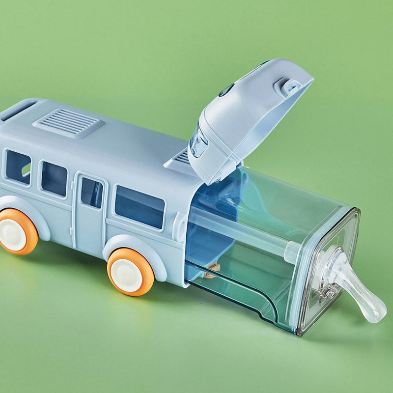 Portable Bus Water Bottle with Straw & Strap