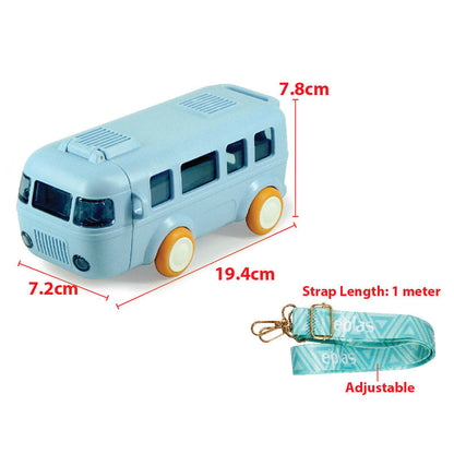 Portable Bus Water Bottle with Straw & Strap