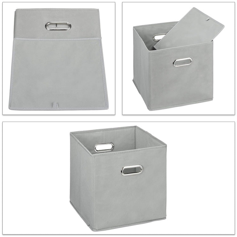 Foldable Storage Cube Bin With Handle - Grey