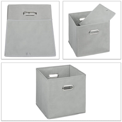 Foldable Storage Cube Bin With Handle - Grey