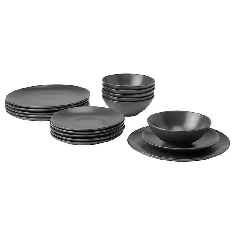 Stoneware Dinner Set Black (18 Pcs Set)