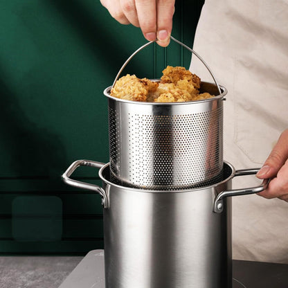 Stainless Steel Air Fryer Basket With Handles Non-Stick