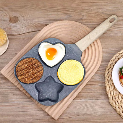 4 Holes Egg Frying Pan With Wood Handle