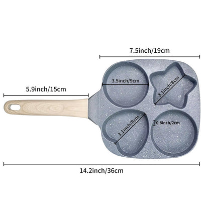 4 Holes Egg Frying Pan With Wood Handle