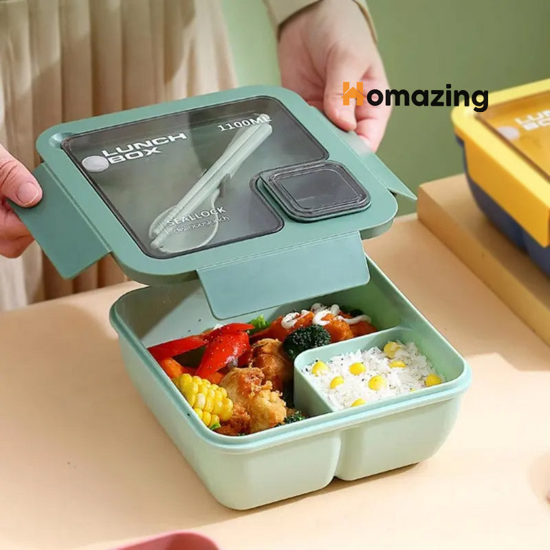 Double Compartment Lunch Box With Spoon