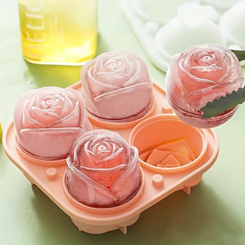 4-Grid Silicone Rose Ice Mold