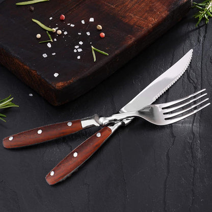 Steak Fork And Knife With Serrated Blade