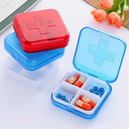 Portable 4 Grids Pill Case