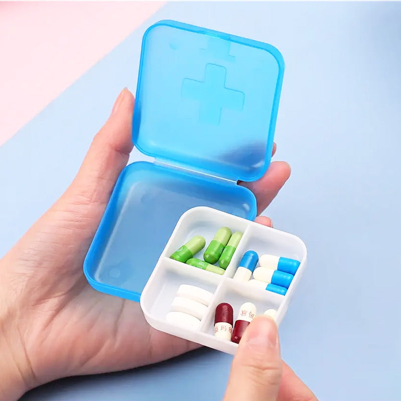 Portable 4 Grids Pill Case