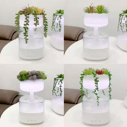 Rain Cloud Humidifier With Artificial Plants