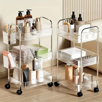 3 Tier Acrylic Trolley Storage Rack With Wheels